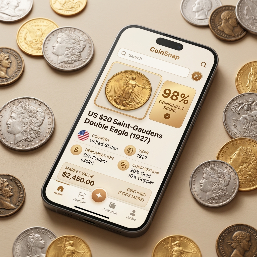 Coin Identifier - Saint-Gaudens Double Eagle identified with 98% confidence score